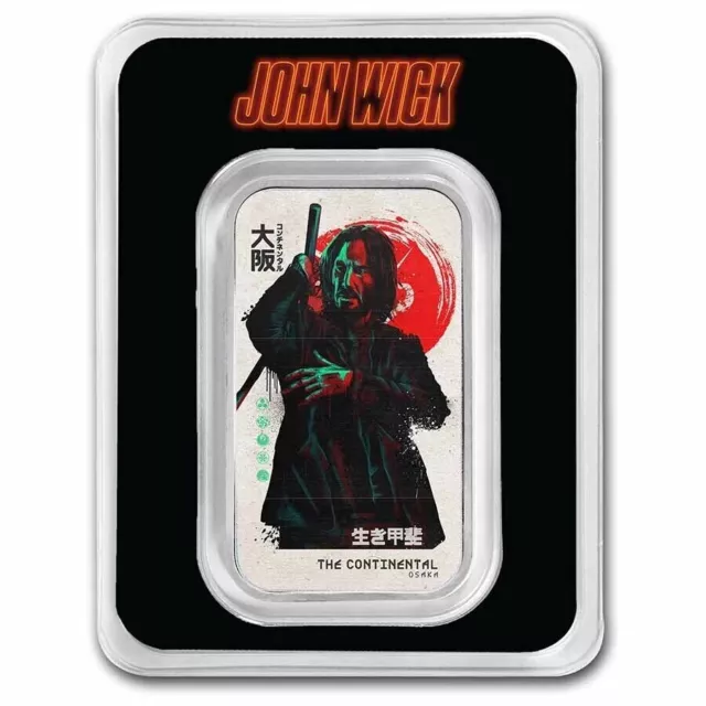 2023 John Wick The Continental OSAKA 1 oz .999 Silver Bar Colorized in TEP