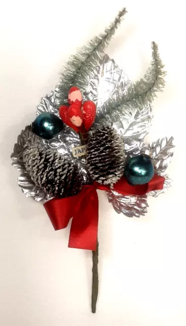 Christmas Corsage Pine Cone Berries Aluminum Mid Century Modern Holiday Decor