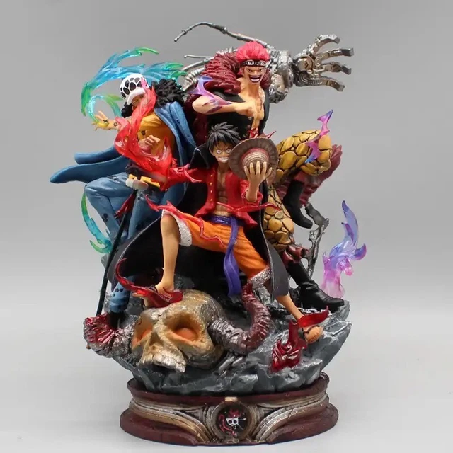 ACTION FIGURE RUBBER One Piece Kid Law Luffy 22cm Statua Monkey D. Rufy