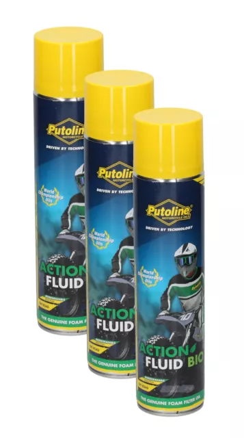 PUTOLINE Action Fluid Air Filter Oil Bio Luftfilteröl Spray 3x600ml Sprühdose