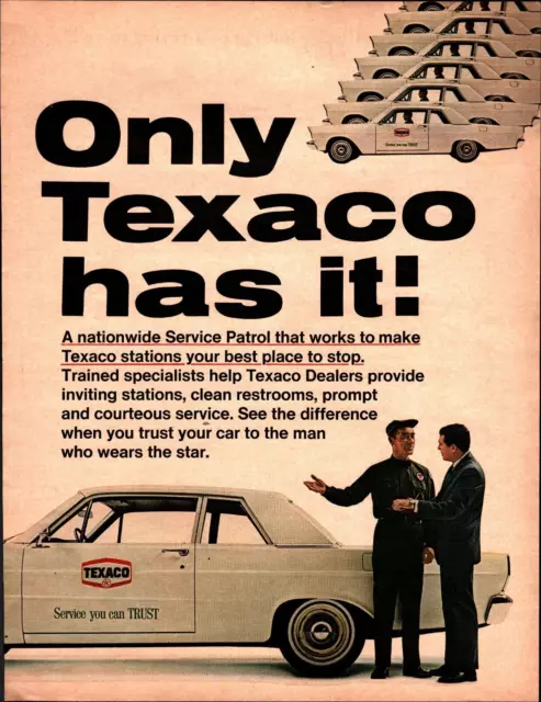 1965 TEXACO SERVICE PATROL Genuine Vintage Ad ~ vintage CAR A2