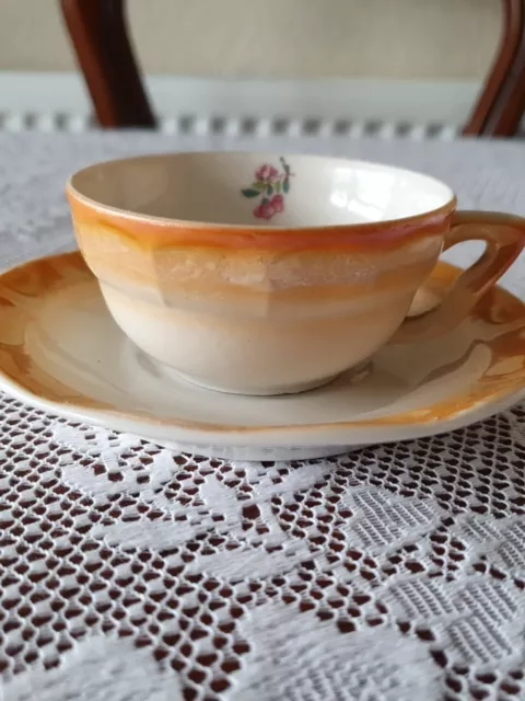 Vintage Orange Lustre Ware Tea Cup And Saucer