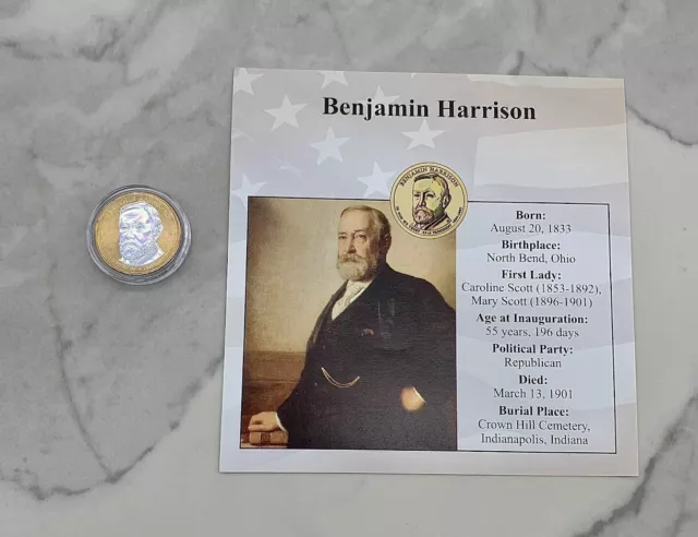 The Presidents Coin Collection Featuring Benjamin Harrison Authentic Coin