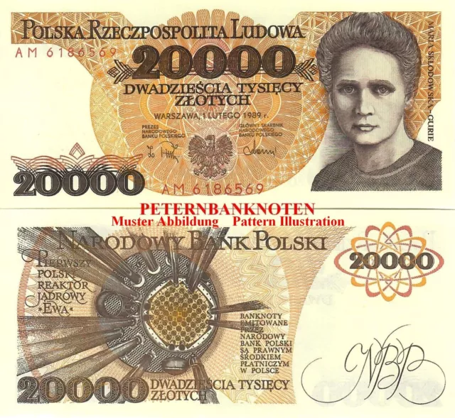 POLEN / POLAND 20000 Zlotych 1989 Unc. P.152a Serie AM   61195# Kassenfrisch..