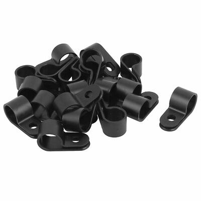 20pcs Plast noir R Type câble clip serrage 12mm Dia fil Tuyau Tube
