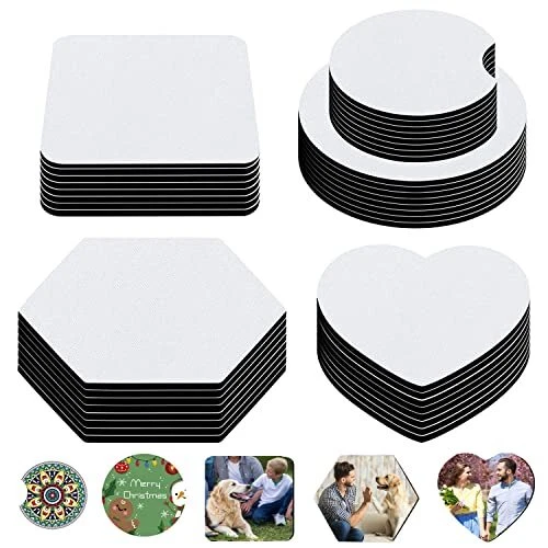 50pcs Sublimation Blanks Cup Coasters 5 Style Graphics Sublimation Cup Coaster
