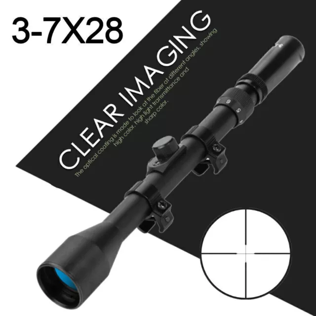 Tactical 3-7X28 Zoom Optics Rifle Scope Hunting Reflex Telescopic Sight