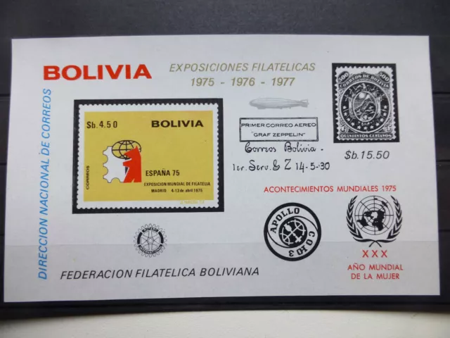 Bolivien Bolivia, Mi.Nr.Bl. 54, Zeppelinmarken, Int. Jahr der Frau, 1975, ** mnh