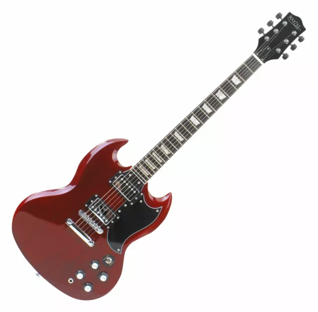 Guitare Electrique S Modele Double Cut 2 Humbucker 6 Cordes Erable Rouge Cherry