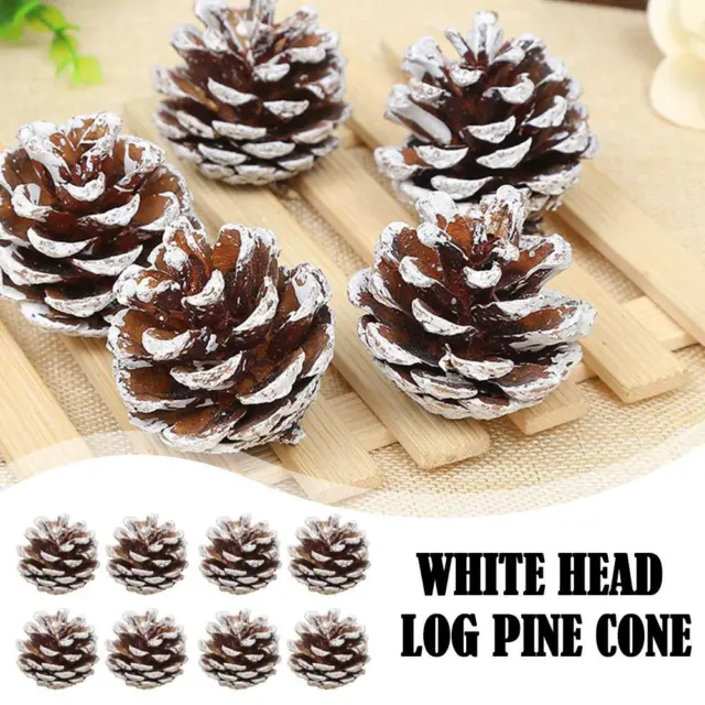 8x Pine Cones Christmas Wreath Making Supplies DIY Frosted Pinecone Nat✨. R9O9