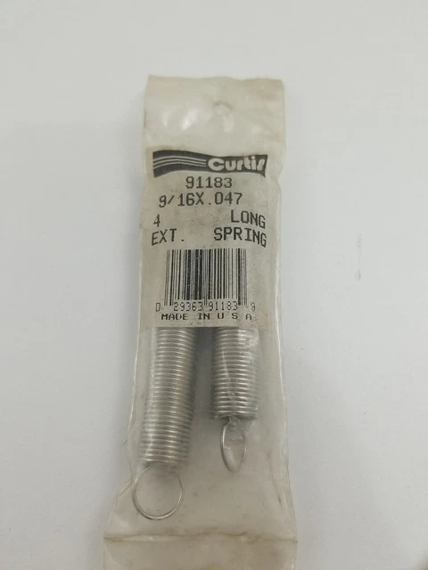 Pack of 2 Curtis 91183, 9/16 x .047 x 4in. Extension Springs. NOS. Fat shipping