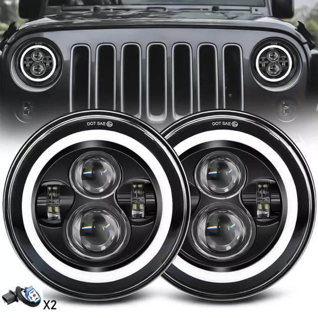 Paar 7 Zoll LED Scheinwerfer für Land Rover Defender Jeep VW T3 G