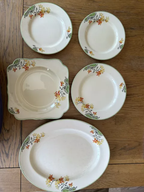 Crown Ducal Ware Mimosa Art Deco Plates Vintage English Mossley