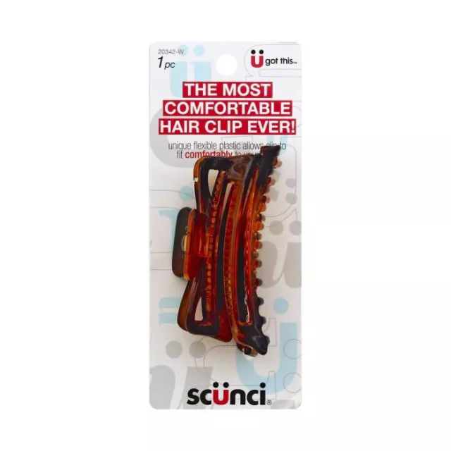 SCUNCI Hair 3 FLEXIBLE CLAW CLIPS Black and Brown Comfortable Accessories