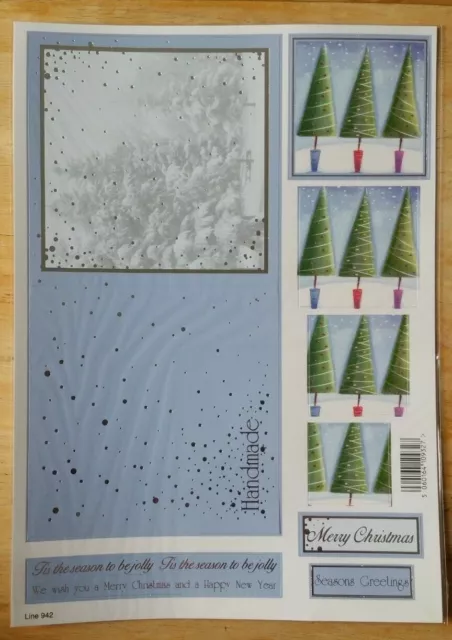 Christmas Fun A4 Die Cut 3D Decoupage Card making Sheet 3 Trees