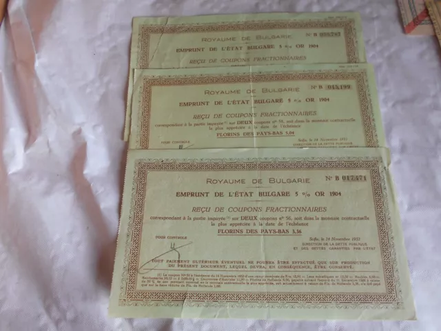 Vintage share certificate Stock bonds Bulgarian gold loan receipts 1904