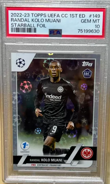RANDAL KOLO MUANI PSA 10 STARBALL FOIL 2022-23 TOPPS UEFA 1st EDITION #49 ROOKIE RANDAL KOLO MUANI PSA 10 STARBALL FOIL 2022-23 TOPPS UEFA 1st EDITION #49 ROOKIE