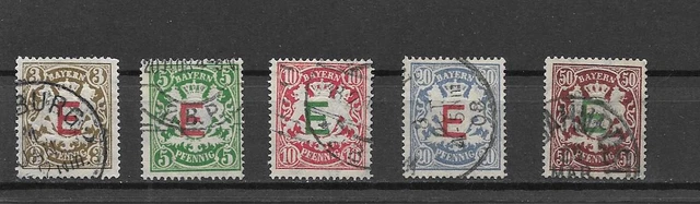 Altdeutschland - Bayern Dienstmarken - Nr. 1 bis 5 - gestempelt  kompletter Satz