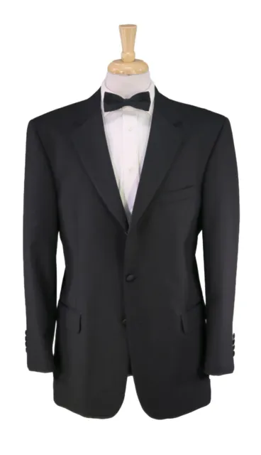 Jos A Bank Black Wool Notch Lapel Tuxedo Formal Suit 42R