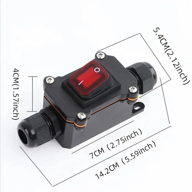 30A INLINE POWER Cord Switch 110V-220V Junction Box Marine Rocker ...