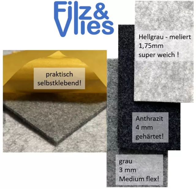 Design Filz für Camper Boot KFZ, Meterware, selbstklebend soft, hart oder flex