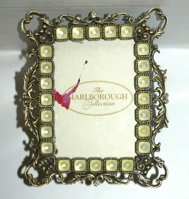 A Fabulous Marlborough Collection White Satin Gemstone Frame Holds 2.5X3.5 Photo