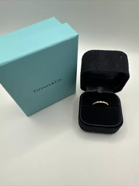 Tiffany & Co 18K Rose Gold  3 Diamond Stacking Band Ring Size 5.5
