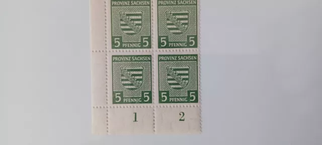  Briefmarken Provinz Sachsen  4x5 Pfennig 1945 Block SBZ Mi. Nr. 75 postfrisch