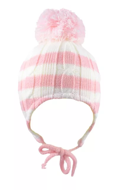 Baby Pom Pom Hat Beanie Bobble Cap Knitted Winter Girl Boy Striped Newborn-12 M 3