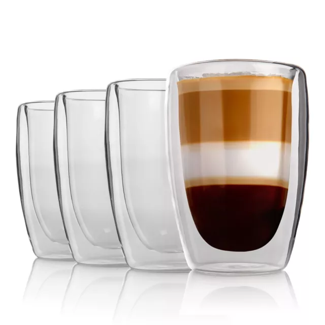 4x doppelwandige Cappuccino Gläser 350 ml Latte Macchiato Gläser Thermogläser