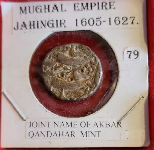 MUGHAL  Jahangir  Silver Rupee , AD 1605-27 Qandahar Mint Joint Name .