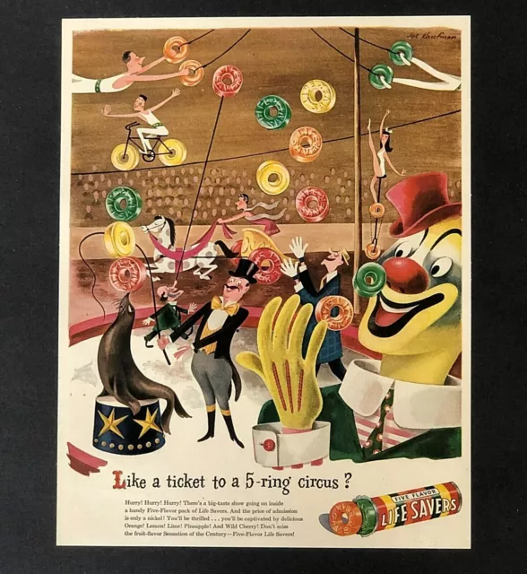 1946 Life Savers Candy Advertisement Circus Clown Seal Ring Master Vtg Print AD