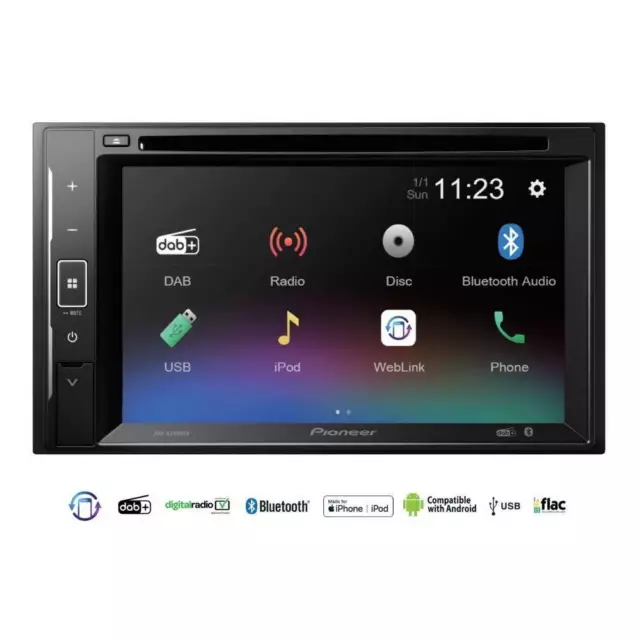 Pioneer AVH-A240DAB 2-DIN Autoradio Bluetooth DAB+ DVD Apple Android Antenne inc