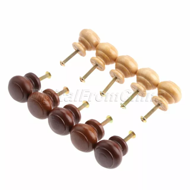 Wooden 25*25mm Furniture Drawer Round Knobs Door Cabinet Bars Pull Handles 5pcs