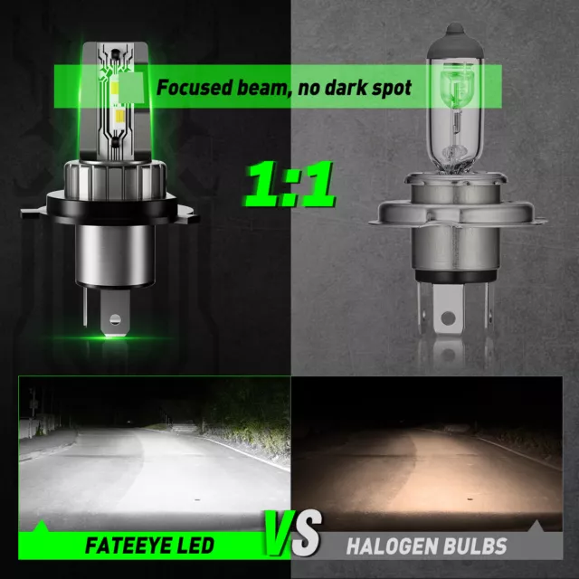 FATEEYE Ampoule H4 50W LED Phare Voiture 6500K Blanc Anti Erreur Feux Remplacer 3