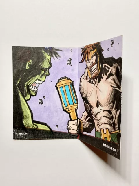 2020-21 Marvel Annual Sketch Card Hulk / Hercules 1 of 1 Battle Booklet