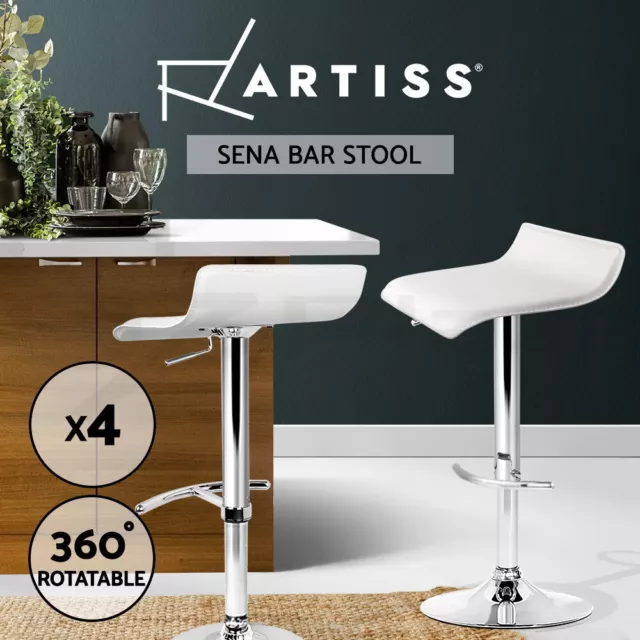 Artiss 4x Bar Stools Kitchen Counter Stool Adjustable Gas Lift Chairs White