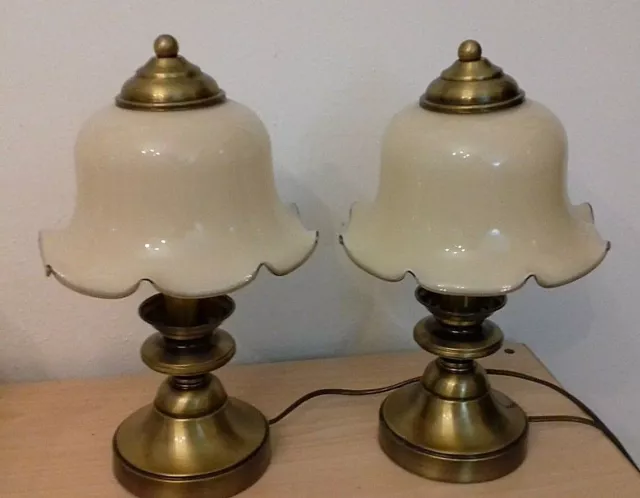 Coppia Lampade da tavolo vintage ottone Murano Pair Glass table lamp