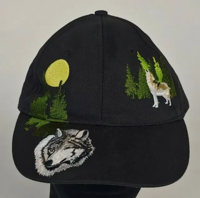 Wolf Howling at the Moon Cap / Hat, Adjustable, Medium (See Description)