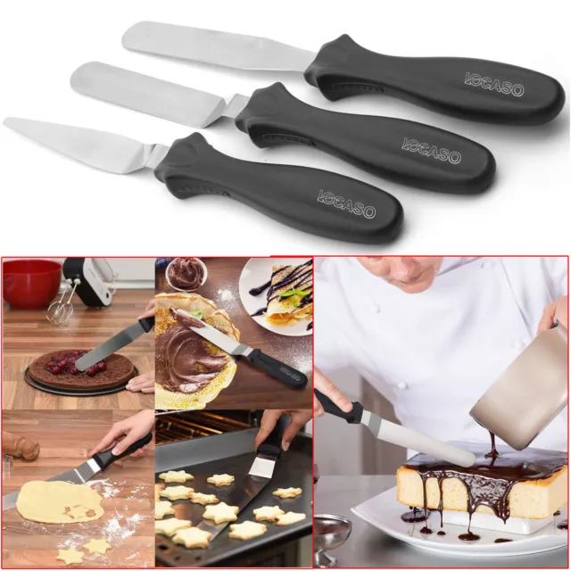 3x Knife Set Cake Decorating Smooth Spatula Palette Tools Kit Stainless Steel UK