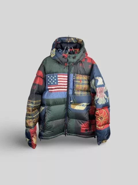 NWT Polo Ralph Lauren Men's Flag Patchwork Hooded 700 Fill Down Jacket $498 L