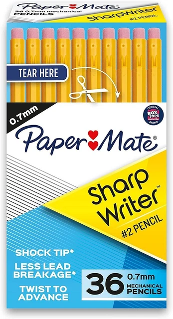 Paper Mate SharpWriter Mechanical Pencils, 0.7mm, HB #2, Yellow, 36 Count