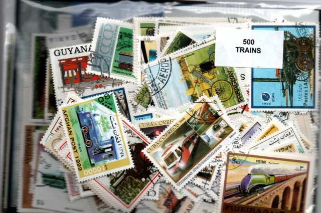 Lot 500 timbres thematique " Trains "