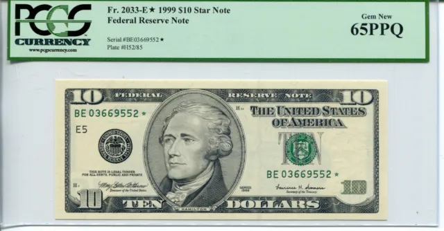 1999 $10 Federal Reserve Note Richmond PCGS 65PPQ *Star* Serial #BE03669552*
