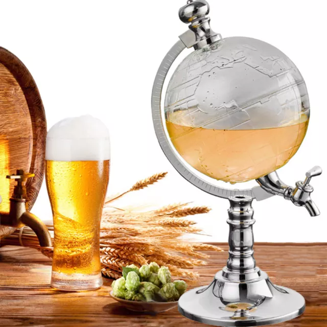 1.5L Whiskey Decanter set Liquor Wine Spirits Rum Glasses Globe World Decanters