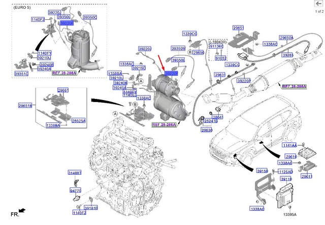 Capteur Température échappement Amrxuts 39221-2F600 - Pour Hyundai/Kia 2.0 2.2 CRDi (2014-2020)