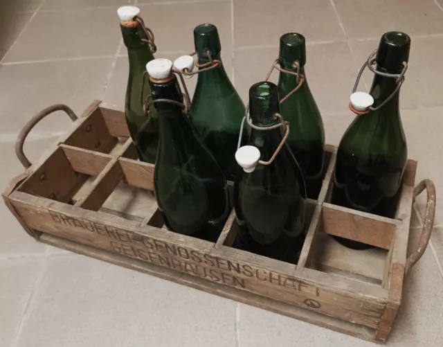 Brauerei-Genossenschaft Geisenhausen Bierkiste Holz f. 10x1L-Flaschen, 6 Bierfl.