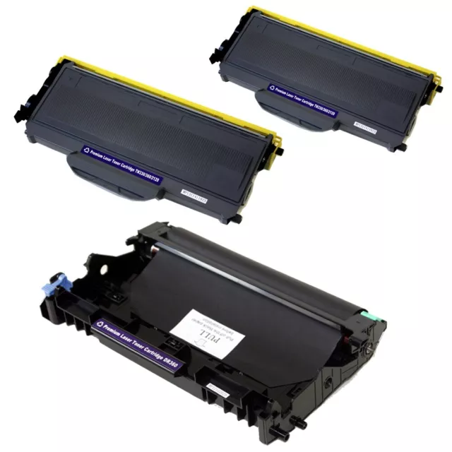 2PK TN360 + 1PK DR360 Toner and Drum Combo For Brother HL-2140 DCP-7030 7040