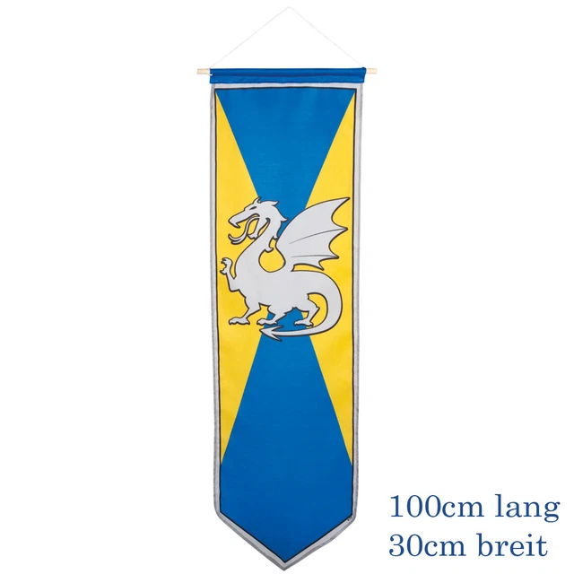 Ritterwappen Con Dragones Edad Media Estándar 100 X 30CM Bandera Escudo Emblema