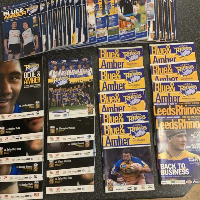 40 x OFFICIAL LEEDS RHINOS HOME MATCH DAY PROGRAMMES  2002 - 2009 Seasons